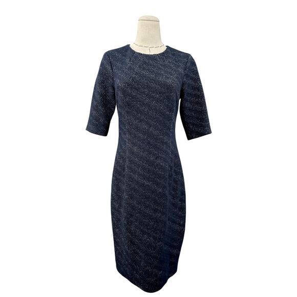 Rickie Freeman for Teri Jon Dresses & Skirts - Teri Jon Navy Blue Metallic Short Sleeve Round Neck Sheath Dress Womens Size 6